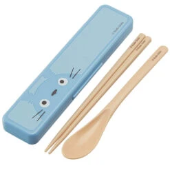 Totoro Blue Chopstick And Spoon With Case