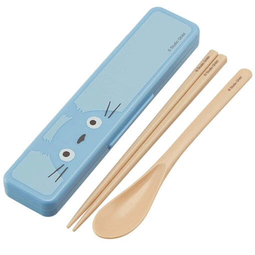 Totoro Blue Chopstick And Spoon With Case
